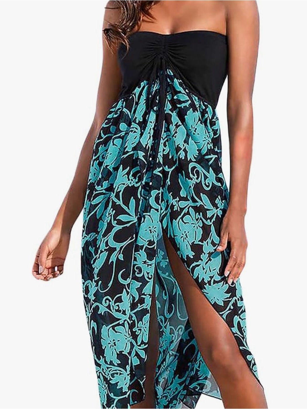 Strapless Sundress Floral Beach Cover Up